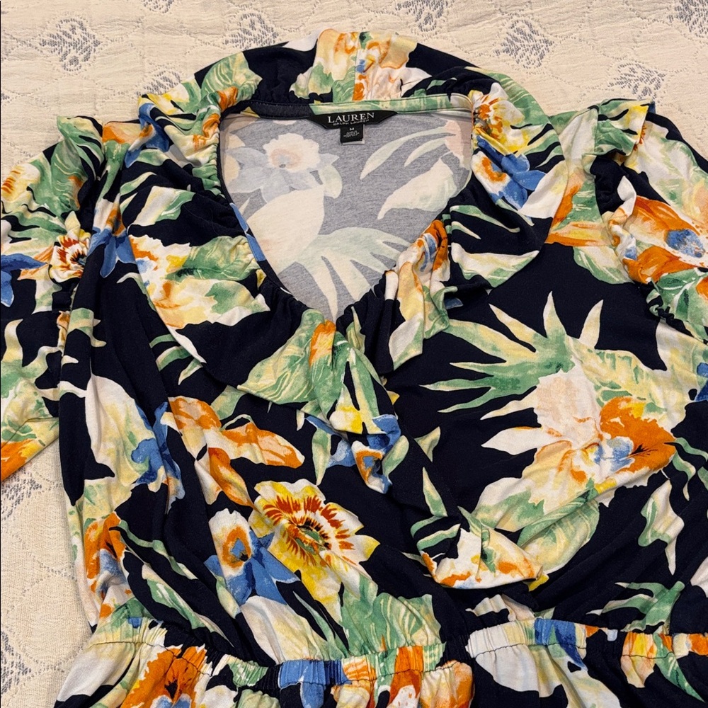 Ralph Lauren Vibrant Floral Blouse - Navy, Orange, Green